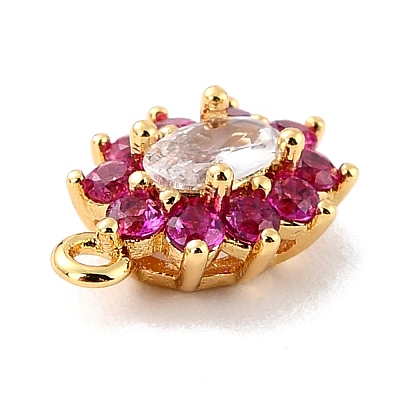 Eco-Friendly Brass Micro Pave Cubic Zirconia Charms ZIRC-C027-12G-RS-1