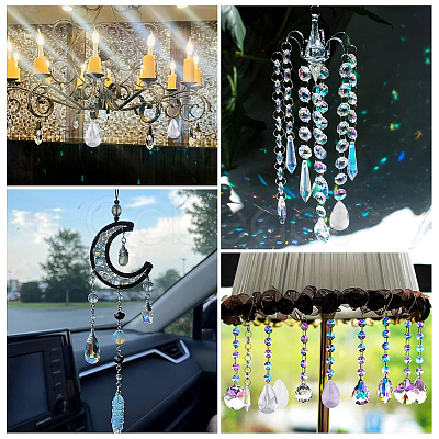 96Pcs 8 Colors Teardrop Glass Charms GLAA-HY0001-50B-1