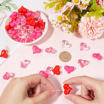 100Pcs 5 Colors Opaque & Transparent Acrylic Beads MACR-SC0001-78-1