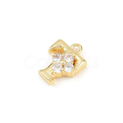 Brass Micro Pave Clear Cubic Zirconia Charms KK-Z151-18G-T-1
