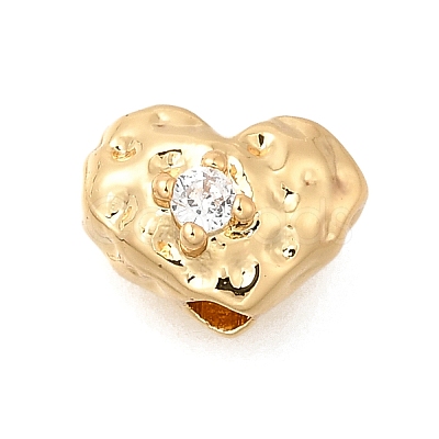 Brass Micro Pave Clear Cubic Zirconia Beads KK-U061-15C-G-1