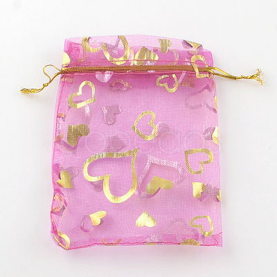 Heart Printed Organza Bags OP-R022-13x18-M-1