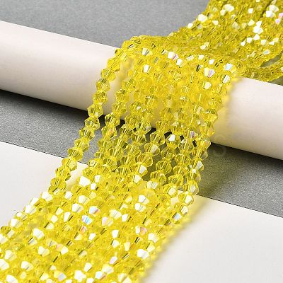 Transparent Electroplate Glass Beads Strands GLAA-F029-3mm-A21-1