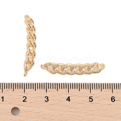 Brass Micro Pave Clear Cubic Zirconia Connector Charms KK-L223-016G-1