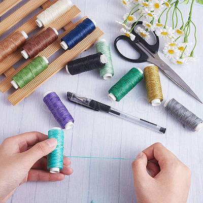 12Rolls 12 Colors Waxed Polyester Cord YC-SZ0001-03B-1