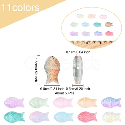 50Pcs Transparent Spray Painted Glass Beads GLAA-FS0002-06D-1
