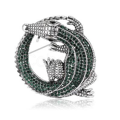 Crocodile Alloy Rhinestone Brooch PW-WGFAD1D-04-1