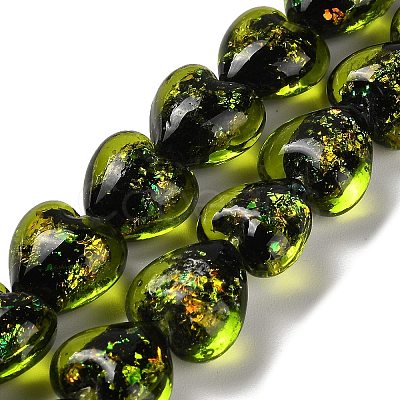 Handmade Dichroic Foil Glass Beads Strands DICH-U001-03H-1