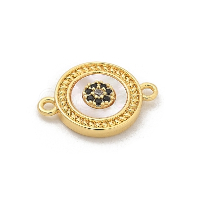 Brass Micro Pave Clear Cubic Zirconia Connector Charms KK-M303-04G-07-1