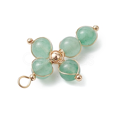 Natural Green Aventurine Pendants PALLOY-JF02885-01-1