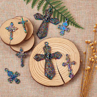 12Pcs 6 Styles Plated Alloy Pendants FIND-TA0001-44-1