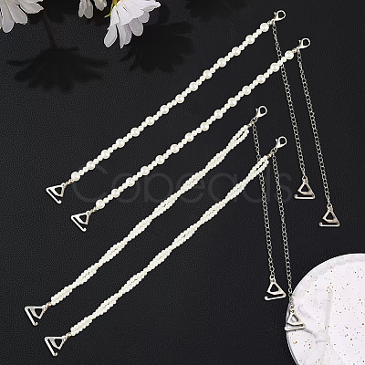 2 Pairs 2 Styles ABS Plastic Imitation Pearl Chain Non-slip Bra Straps FIND-CY0001-25-1