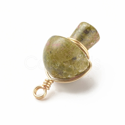 Natural Unakite Pendants PALLOY-JF01134-02-1