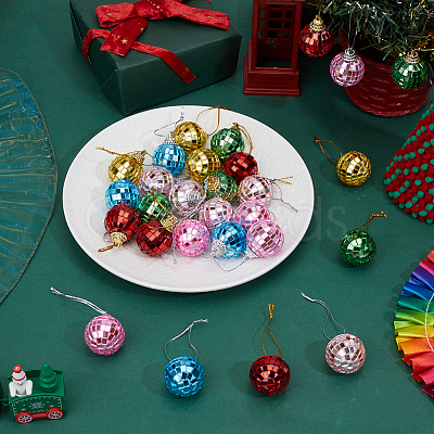 30Pcs 6 Colors Glass & Foam Disco Ball Pendant Decorations HJEW-ME0001-13-1