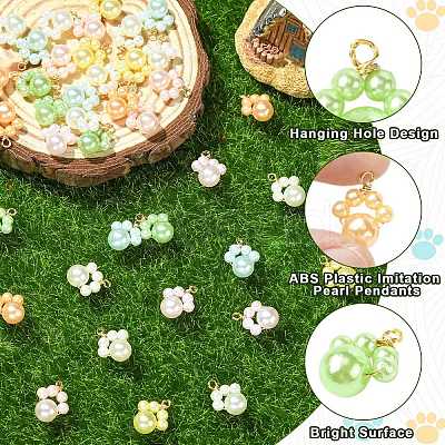 40Pcs 8 Style ABS Plastic Imitation Pearl Pendants PALLOY-CJ00177-1