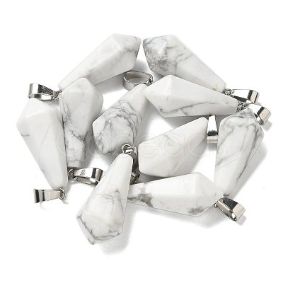 Natural Howlite Pointed Pendants G-B127-15P-03-1