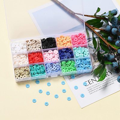 150G 15 Colors Handmade Polymer Clay Beads CLAY-JP0001-12-8mm-1