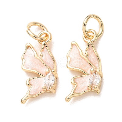 Brass Micro Pave Clear Cubic Zirconia with Enamel Charms CU-K002-50G-A-1