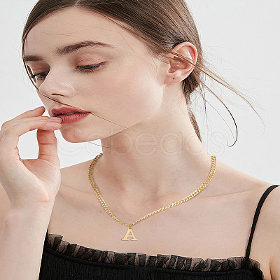 1Pc 304 Stainless Steel Letter Pendant Necklaces NJEW-LP0001-33A-G-1