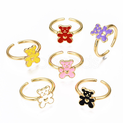 Brass Enamel Cuff Rings RJEW-N035-020-NF-1