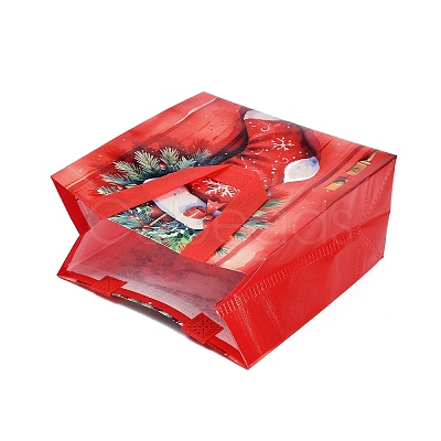 Rectangle Christmas No Woven Fabric Printed Tote Bags ABAG-P015-03B-1