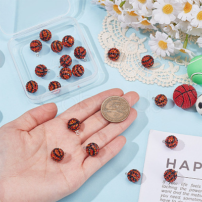 20Pcs Round Polymer Clay Rhinestone Pendants PALLOY-OC00049-1