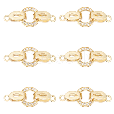 6 Sets Brass Micro Pave Cubic Zirconia Fold Over Clasps KK-CA0002-73-1