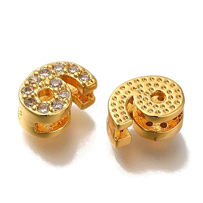 Rack Plating Number Brass Micro Pave Clear Cubic Zirconia Silde Charms KK-A231-13J-1