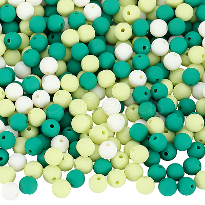 500Pcs Rubberized Style Imitated Silicone Acrylic Beads MACR-SP0001-07E-1