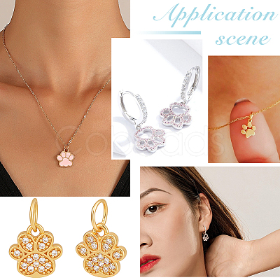 2Pcs 925 Sterling Silver Micro Pave Clear Cubic Zirconia Paw Print Charms STER-PH0004-65-1