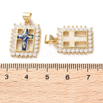 Brass Micro Pave Clear Cubic Zirconia Pendants KK-S048-09G-1