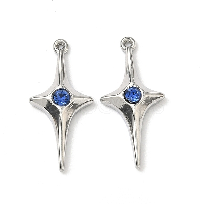 304 Stainless Steel Rhinestone Pendants X-STAS-L308-04B-P-1