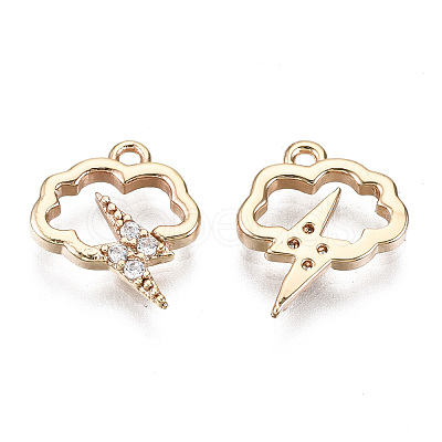 Brass Micro Pave Clear Cubic Zirconia Charms KK-T056-57G-NF-1