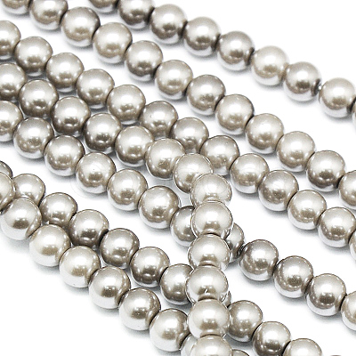Eco-Friendly Dyed Glass Pearl Round Beads Strands HY-A002-8mm-RB010-1