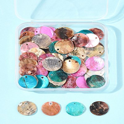 56Pcs 5 Colors Spray Painted Natural Akoya Shell Pendants SHEL-FS0001-09-1