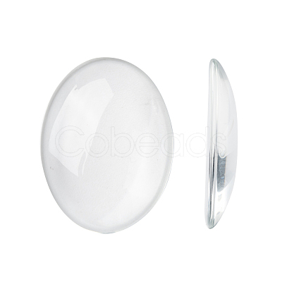 Transparent Oval Glass Cabochons GGLA-R022-40x30-1