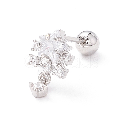 Snowflake Clear Cubic Zirconia Stud Earrings for Women EJEW-A065-03P-1