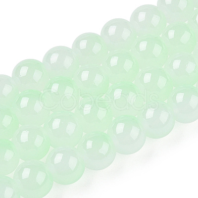 Baking Paint Imitation Jade Glass Round Bead Strands DGLA-N003-8mm-02-1-1