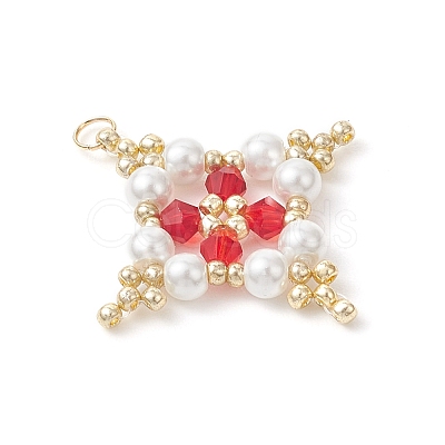 Glass Seed Beaded Star Pendants PALLOY-MZ01165-03-1