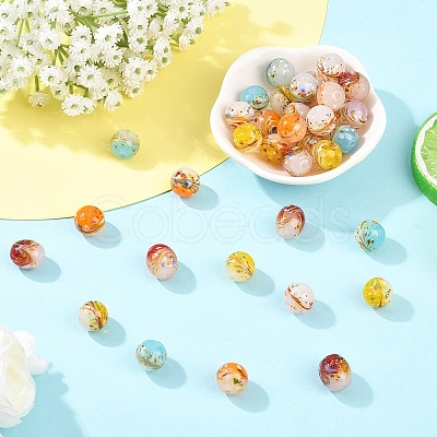 20Pcs 5 Colors Handmade Lampwork Beads LAMP-YW0004-28-1