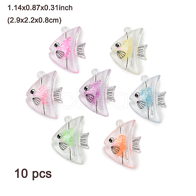 10Pcs Transparent Luminous Acrylic Pendants TACR-FP0001-02A-1