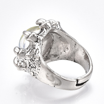 Adjustable Alloy Glass Finger Rings RJEW-T006-03A-1