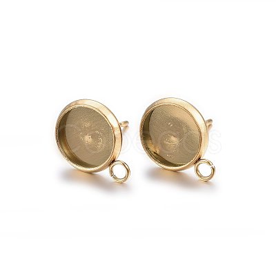 Ion Plating(IP) 304 Stainless Steel Stud Earring Settings STAS-H467-08G-14mm-1