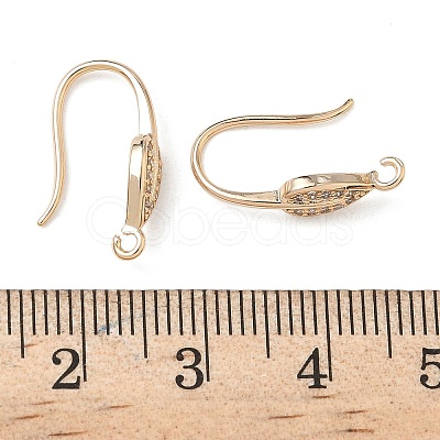 Leaf Rack Plating Brass Micro Pave Cubic Zirconia Earring Hooks KK-D083-09G-1-1