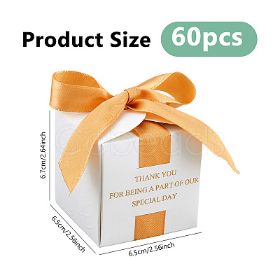 Gold Stamping For You White Paper Candy Boxes with Ribbon CON-WH0043-302B-1