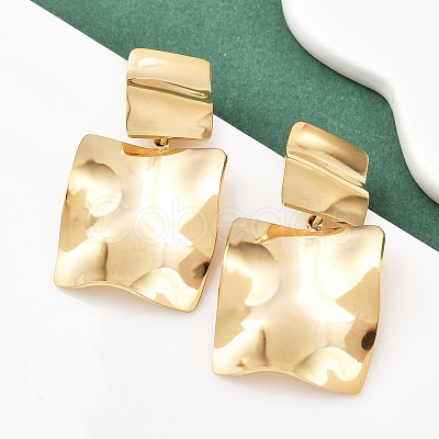 304 Stainless Steel Square Dangle Stud Earrings EJEW-K268-79A-G-1