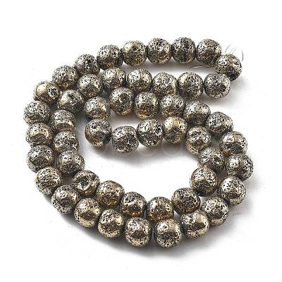 Electroplated Natural Lava Rock Beads Strands G-A251-E01-01F-1