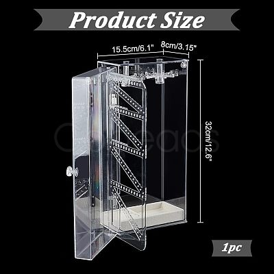 Rectangle Plastic Jewelry Organizer Storage Box with 24 Hooks OBOX-WH0001-06-1