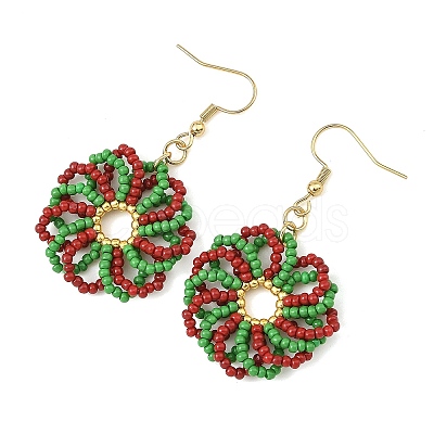 Christmas Glass Dangle Earrings EJEW-MZ00829-1