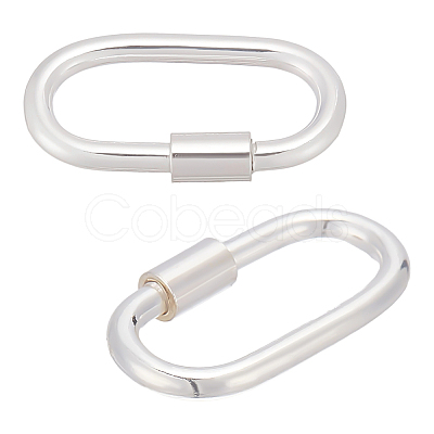 2Pcs 925 Sterling Silver Locking Carabiner Clasps STER-ME0001-36-1